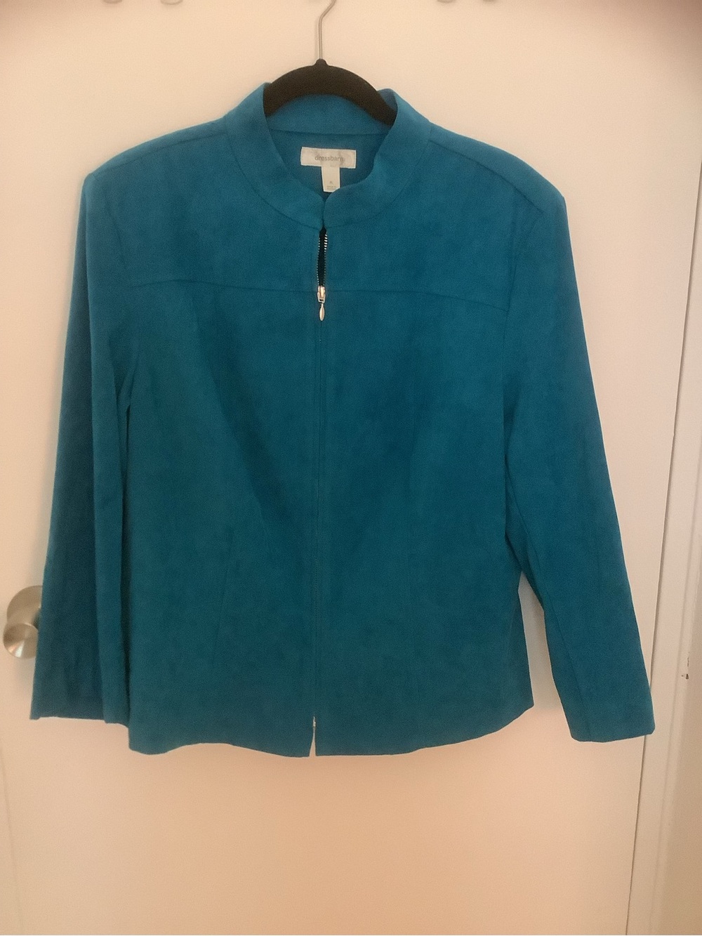Teal Suede Zip Front Jacket